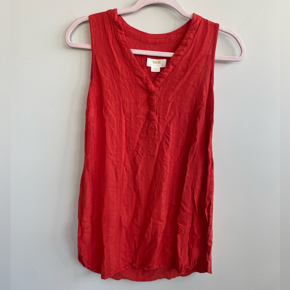 Anthropologie Maeve Colonsay Tunic Tank Vivid Red Orange Sleeveless Top